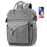 RJEU Rucksack Damen, Schulrucksack mit USB-Ladeanschluss, Laptop Arbeits Rucksack, lässiger...