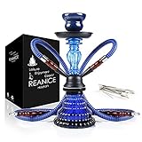 REANICE 11'Shisha Komplett Set Hookah mit 2 Schläuchen Wasserpfeifen blau rauchendes Glas Shisha...