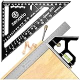 Zimmermannswinkel 12-IN-1 - Komplettes Set mit Anschlagwinkel (Set of 2) - Schreinerwinkel Metall...