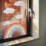 Regenbogen Fensterbilder Prisma Fensteraufkleber Suncatcher Sticker Vogelschutz Regenbogen Prism...