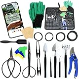 Cultivea® Set aus 32 kompletten Bonsai-Werkzeugen - Stahlwerkzeug - Gärtnern - Bonsaischere zur...