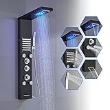 ROVOGO LED Duschpaneel mit Thermostat, Duschsäule mit Regenfall Wasserfall Duschkopf, 5...