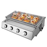 Shiyinge 4-Flammen Edelstahl Gasgriller Lpg Gasgrill GasbräTer Tischgrill Mit Abnehmbarer Grill...