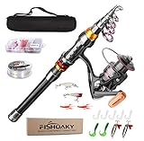 Angelrute Set Komplett, FISHOAKY Carbon Fiber Angelruten Teleskoprute und Spule Combo Kit mit...