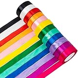 Geschenkband 12 Farben, 25mm x 22m Satinband, Verpackungsband Stoffband Dekoband für Basteln,...