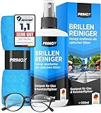 PRINOX® Brillenreiniger Set 250ml mit Mikrofaser Brillenputztuch - Brillen Reiniger mit Mikrofaser...