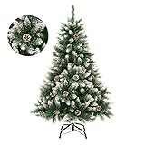 GIGALUMI Künstlicher Weihnachtsbaum mit Schnee-Effekt 120cm 500 Spitzen Tannenbaum mit beschneiten...