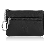 simarro Monedero Mujer, Sólido PU Lichi Patrón Zip Mini Monedero Con Llavero Portátil Monedero...