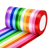12 Farben Geschenkband, 10mm x 22m Polyester Satinband, Schleifenband Seidenband, Dekoband Stoffband...
