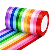 12 Farben Geschenkband, 10mm x 22m Polyester Satinband, Schleifenband Seidenband, Dekoband Stoffband...