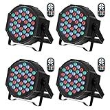 GdjRttk 4PCS RGB LED Par Strahler, 72W Bühnenlicht mit Fernbedienung und DMX 7CH, 36 LED Par...