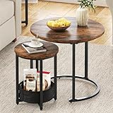 YITAHOME Couchtisch 2er Set Rund, Wohnzimmertisch Modern mit Stofftasche zur Stauraum, Beistelltisch...