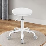 EUGAD Schminkhocker höhenverstellbar, Drehhocker mit Rollen, runder Hocker 360° drehbar, für...