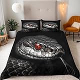 Schlange Bettwäsche 135x200 Kinder Bettwäsche-Set 3D Reptilien Weiche Mikrofaser Bettbezug Schwarz...