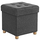 SONGMICS Sitzhocker mit Stauraum, kleine klappbare Sitzbank, 38 x 38 cm Fußbank, Aufbewahrungsbox,...