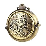 TREEWETO Unisex Taschenuhr mit Kette Analog Handaufzug Mechanisch Pull-Sonderform Zug Lokomotive...