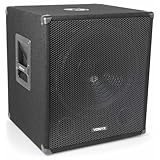 Vonyx SWA15 PA Subwoofer Aktiv, Bass Box, 15 Zoll Sub 600 Watt, XLR, RCA Line, Phase,...