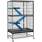 Yaheetech Kleintierkäfig, Metallkäfig für kleine Haustiere, Kaninchenstall mit 4 Räder, Käfig...
