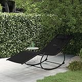 QUAHEAS Schaukelliege Schwarz, Pulverbeschichteter Stahl, Textilene, 164x61x73 cm, Ergonomisch...