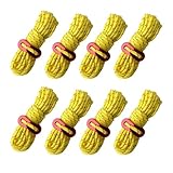 8 Stück Gelb Abspannseile Camping Zeltschnur mit Aluminiumlegierung Spanner Reflektierend...