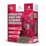 LERAVA® Rosendünger BIO und Dünger für Blühende Sträucher - 800g - Förderung von Kräftigem...