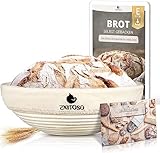Exitoso Gärkörbchen rund 1kg aus Peddigrohr Ø25cm - Beige inkl. (E-Book Rezept, Leinentuch) -...