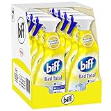 Biff Bad Total Spritzige Zitrone, Badreiniger, 8 x 750 ml, Sprühflasche, für alle Oberflächen und...