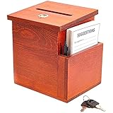 Juvale Vorschlagsbox aus Holz mit Schloss, Kummerkasten, Wahlurne, Inklusive 50 Vorschlagskarten und...