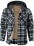Zaitun Herren Winterjacke Warme Fleecejacke Kariertes HolzfäLlerhemd Hemdjacke mit Kapuze Outdoor...