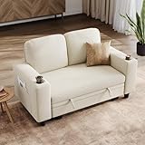 LINSY HOME Loveseat Sofa mit Stauraum – Bequemes Plüsch-Cord-2-Sitzer-Sofa mit Getränkehaltern,...