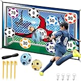 BINYI Fußball Spielset für Kinder Fußballtore Weich Flanell Klettbällen Spielzeug Sportspaß...