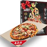 Heidenfeld Pizzastein | Pizza Stein für Backofen und Grill - Cordierit - Große Fläche rechteckig...