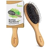 lampox® Bambus Haarbürste mit Wildschweinborsten Kopfmassage Haarpflege, Entwirrbürste für lange...