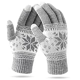 VENI MASEE Weihnachten Frauen Männer Snowprint Keep Warm Strickwolle Touch Screen Handschuhe -...