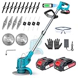 Rasentrimmer mit Akku – Akku Rasentrimmer, 9000 U/min, 2x1500mAh, Teleskopgriff 71–106cm, 4...