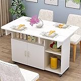 RiouPsithuric Klappbarer Esstisch mit Schrank und offenem Regal, mobiler platzsparender Tisch auf 6...