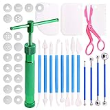 Swpeet 36 Stück grüne Ton-Extruderpistole, Fondant, Zuckerpaste, Extruder, Ton, Kuchen,...