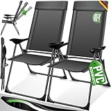 KESSER® 2er Set Gartenstuhl Hochlehner Alu Klappstuhl 7-Fach Verstellbar mit Armlehnen Atmungsaktiv...