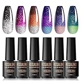 ROSALIND UV Nagellack, 6 Farben Mini nagel uv gel thermo, UV Nagellack Set thermogel Soak Off Nail...