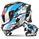 Klapphelm Bluetooth Helme Motorradhelm, Modularer Helm mit Double Visière, Eingebautem Mikrofon...