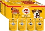 Pedigree Adult Hundenassfutter Gemischte Selektion, 40 Portionsbeutel, 40x100g – Hundefutter nass,...