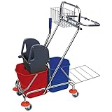 Doppelfahreimer Reinigungswagen Profi Putzwagen mit Doppelbacken-Mopp-Presse