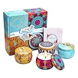 Geschenke Für Frauen Duftkerzen Set im 4er x5.65oz SojaWachs Kerzensets in Dosen Dekorativ Kerze...