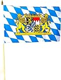 Stockflagge/Stockfahne Bayern mit Löwen Flagge/Fahne ca. 30 x 45 cm mit ca. 60cm Stab/Stock