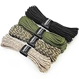 PUWOWYE 40m Paracord 4mm, 4 Stück 33ft Type III Paracord Schnüre Seil 7 Kern-Strängen, Nylonseil...
