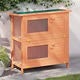 Gecheer Kaninchenstall Kleintierhaus Hasenstall 4 Türen Holz, Kaninchenkäfig Kleintierstall für...