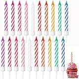 Bessy shop Bunt Geburtstagskerzen,20 Stück Kerzenset mit Haltern,Kuchenkerzen für Geburtstagsdeko,...