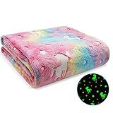 Ranedo Kuscheldecke Kinder 190cmx150cm, kuscheldecke Einhorn Leuchtet im Dunkeln Kuscheldecke...