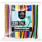 OfficeTree 220 Pfeifenputzer Bunt zum Basteln - 30 Farben inklusive Glitzerdraht - Chenilledraht...