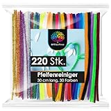 OfficeTree 220 Pfeifenputzer Bunt zum Basteln - 30 Farben inklusive Glitzerdraht - Chenilledraht...